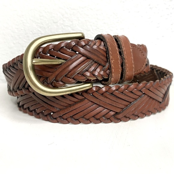 Fossil Accessories - Fossil Leather Weave Belt in British Tan and Brass Buckle